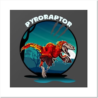 Pyroraptor Dinosaur Design With Background Posters and Art